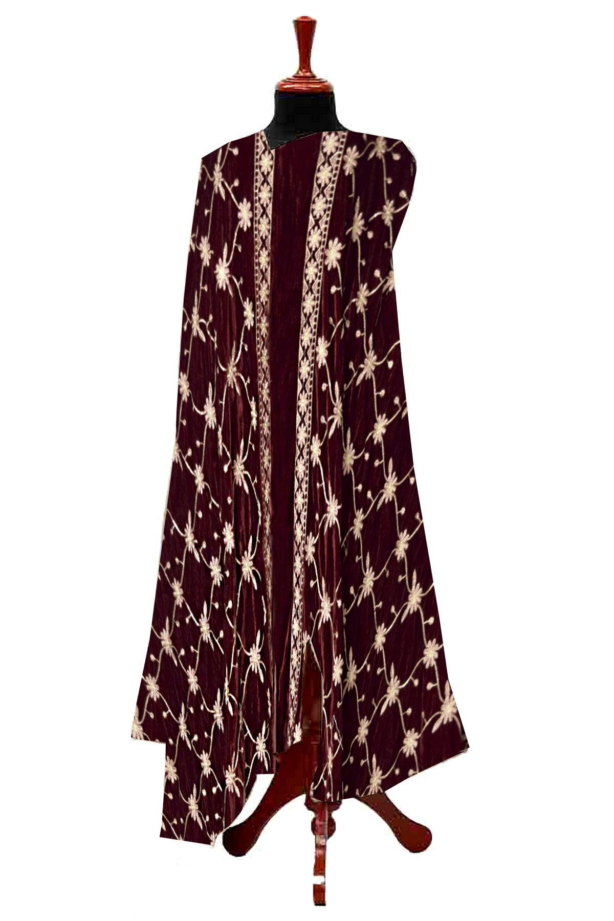 Embroidered velvet shawl  IWR22EVS-21001